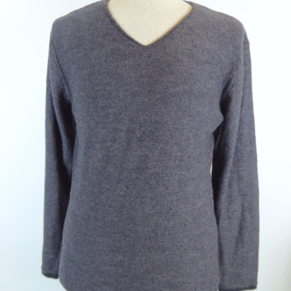 BALTHAZAR IALPACA Wool blend gray sweater made in Italy v neck BON MARCHE L NWT